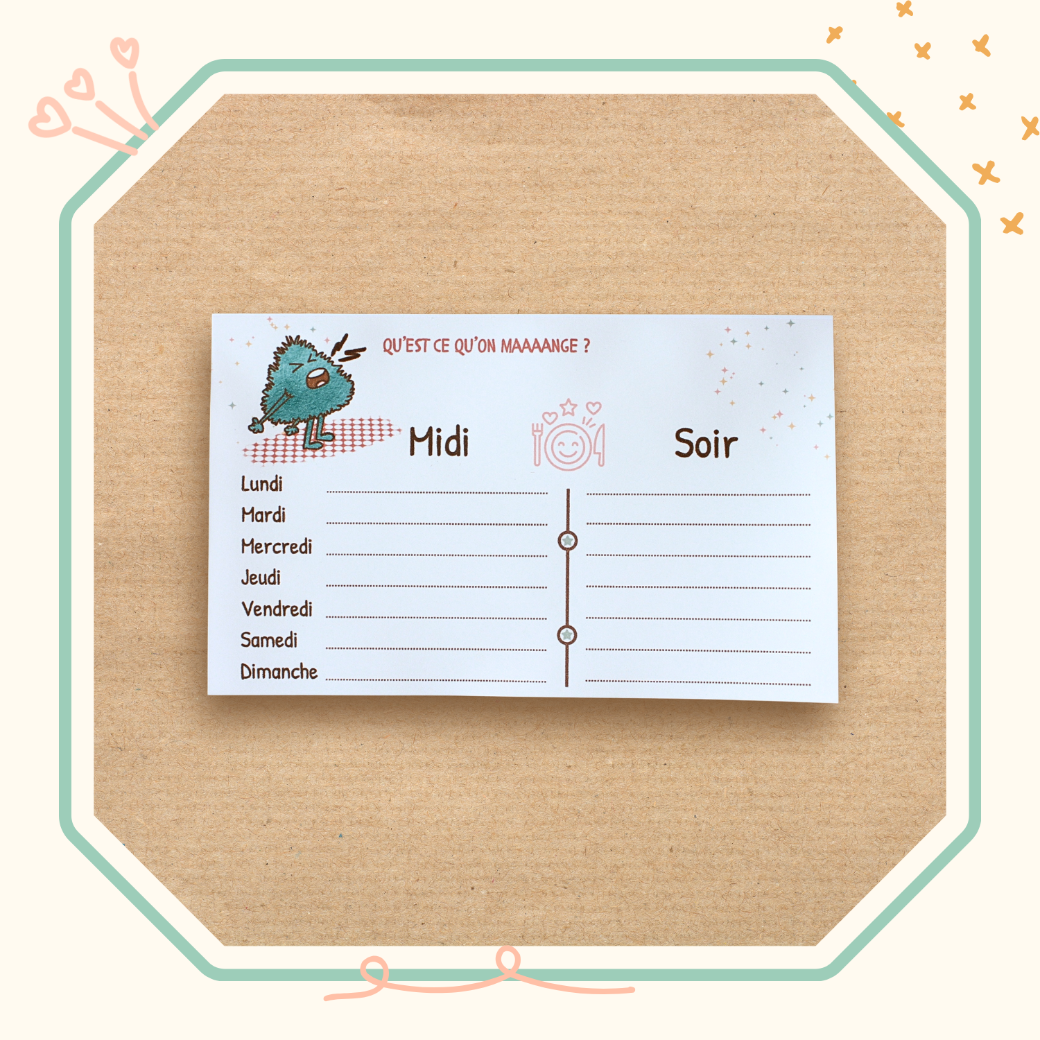 Bloc-notes aimanté planification des repas