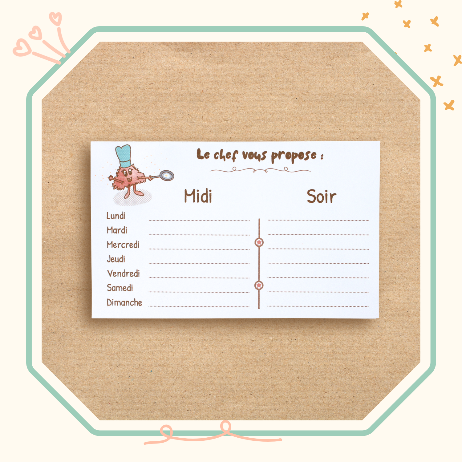 Bloc-notes aimanté planification des repas