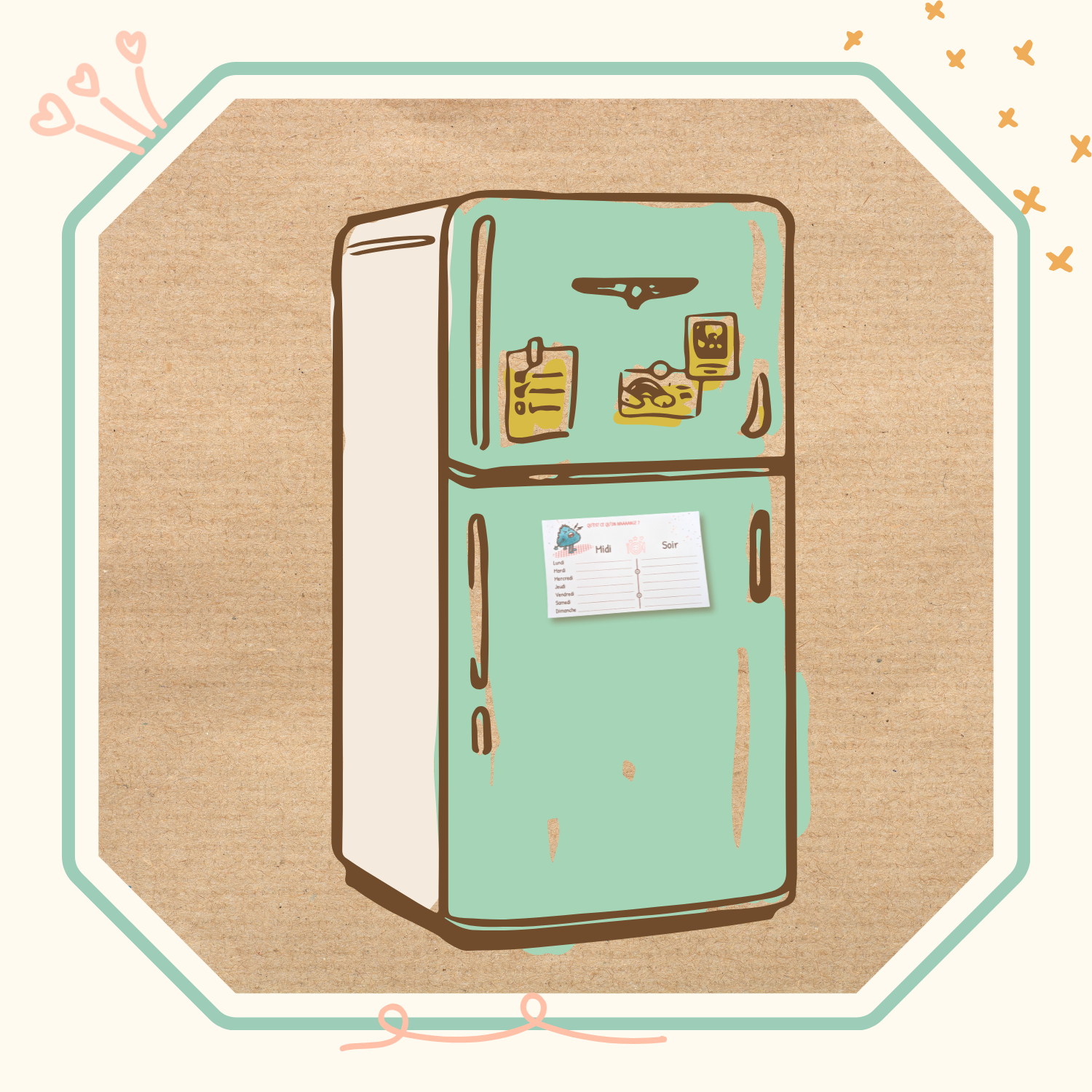 Bloc-notes aimanté planification des repas