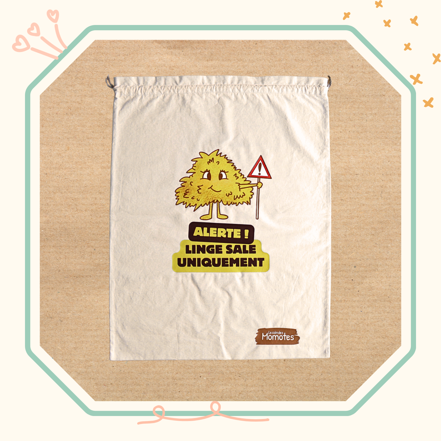 Sac à linge sale blanc crème - Alerte linge sale uniquement