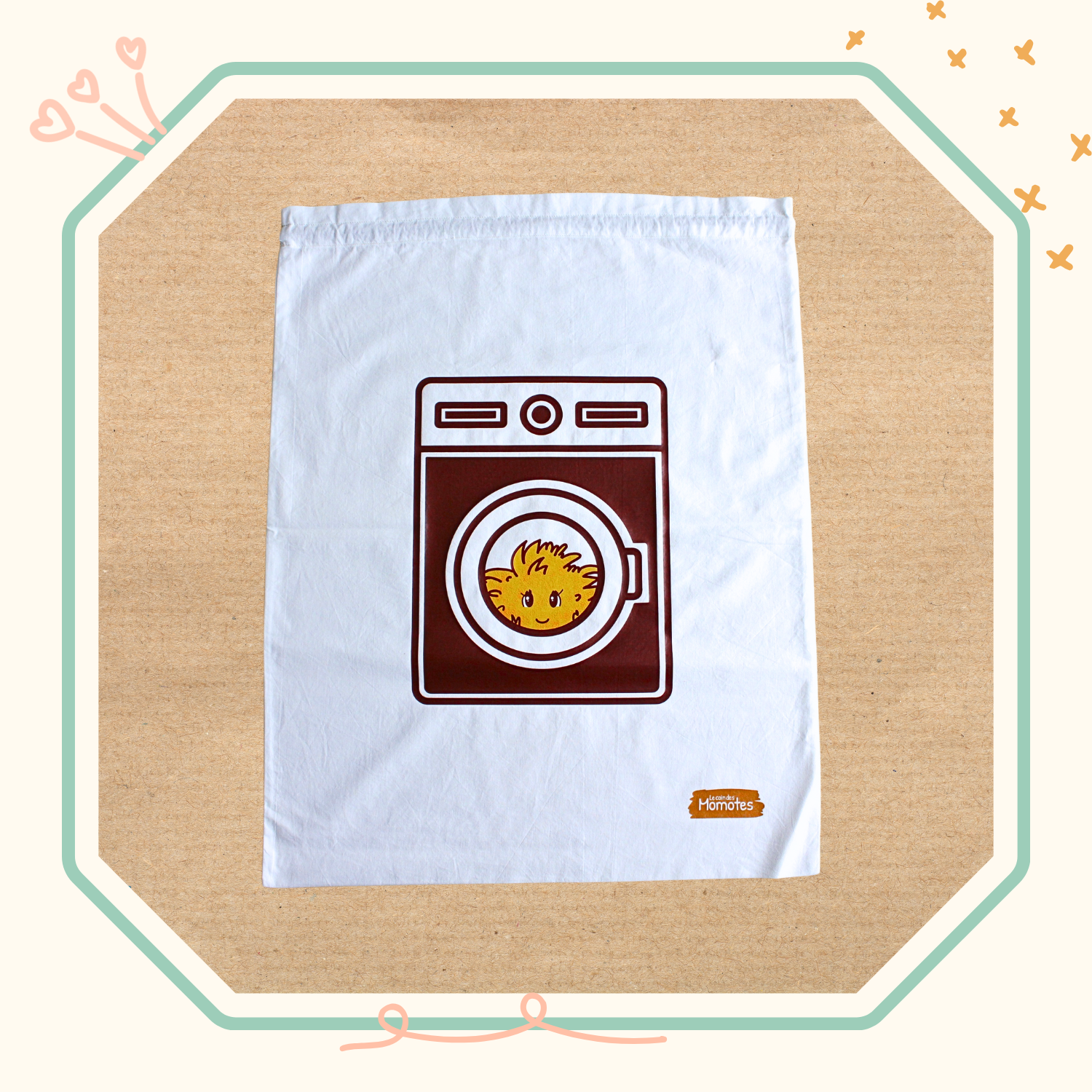 Sac à linge sale blanc - Illustration machine à laver