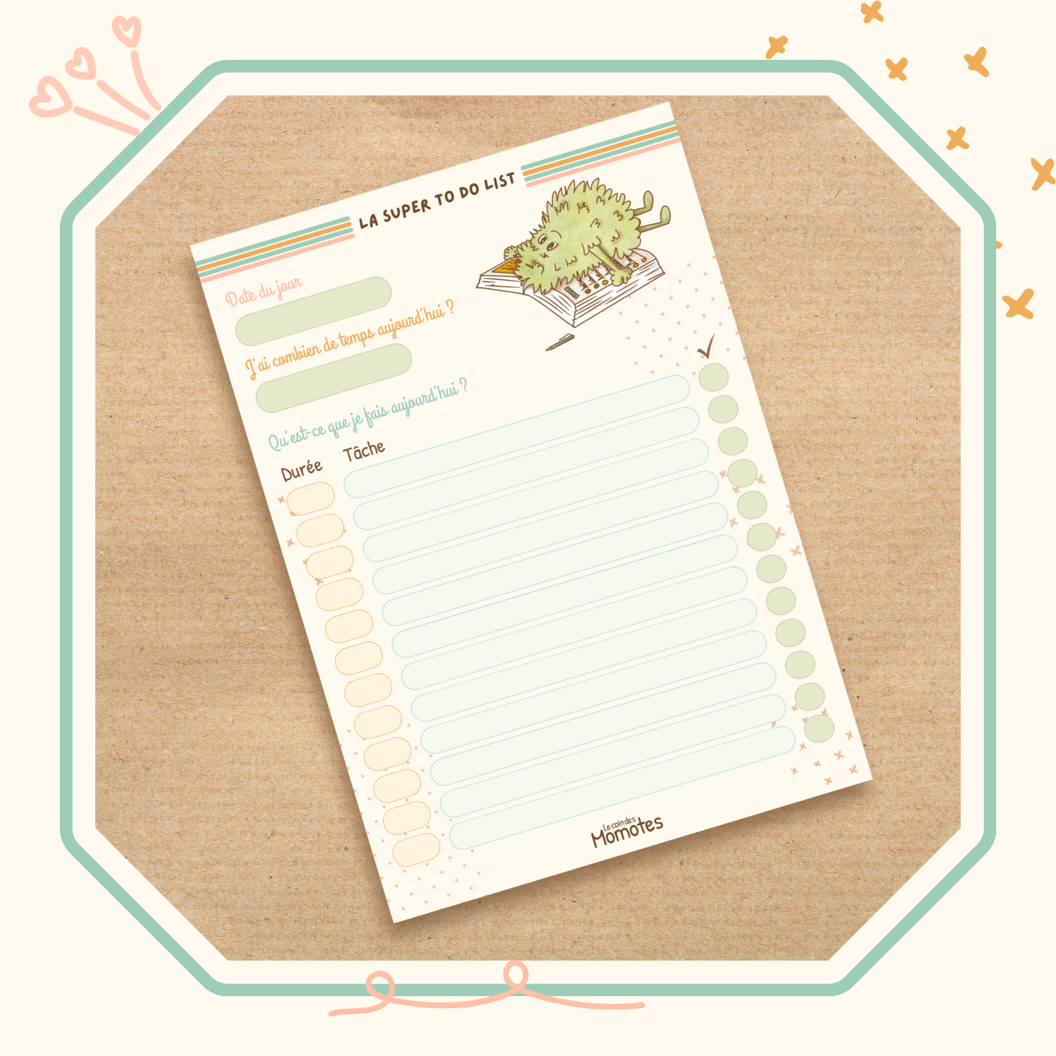 Bloc-notes To-do list journalière - J'organise selon mon temps