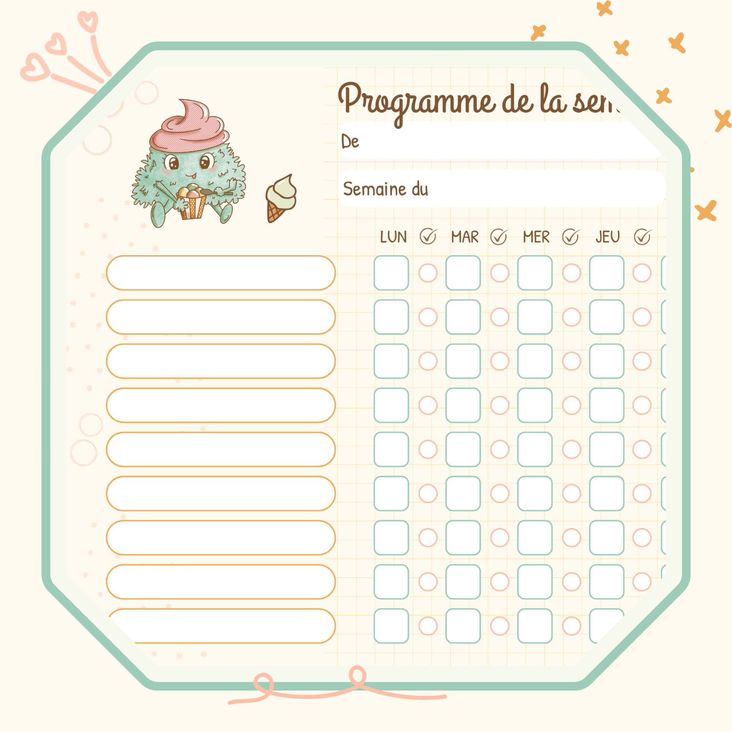 Bloc-notes  Planificateur semaine enfant