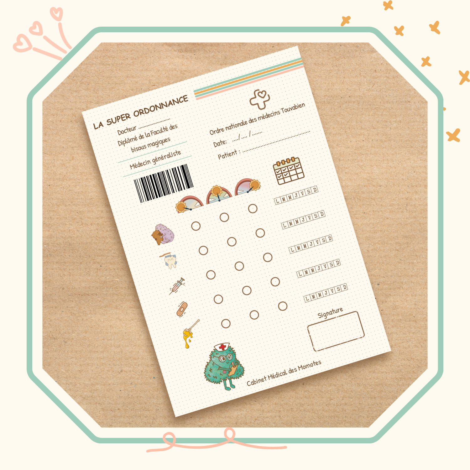 Recharge Ordonnance - Kit papeterie à jouer au médecin