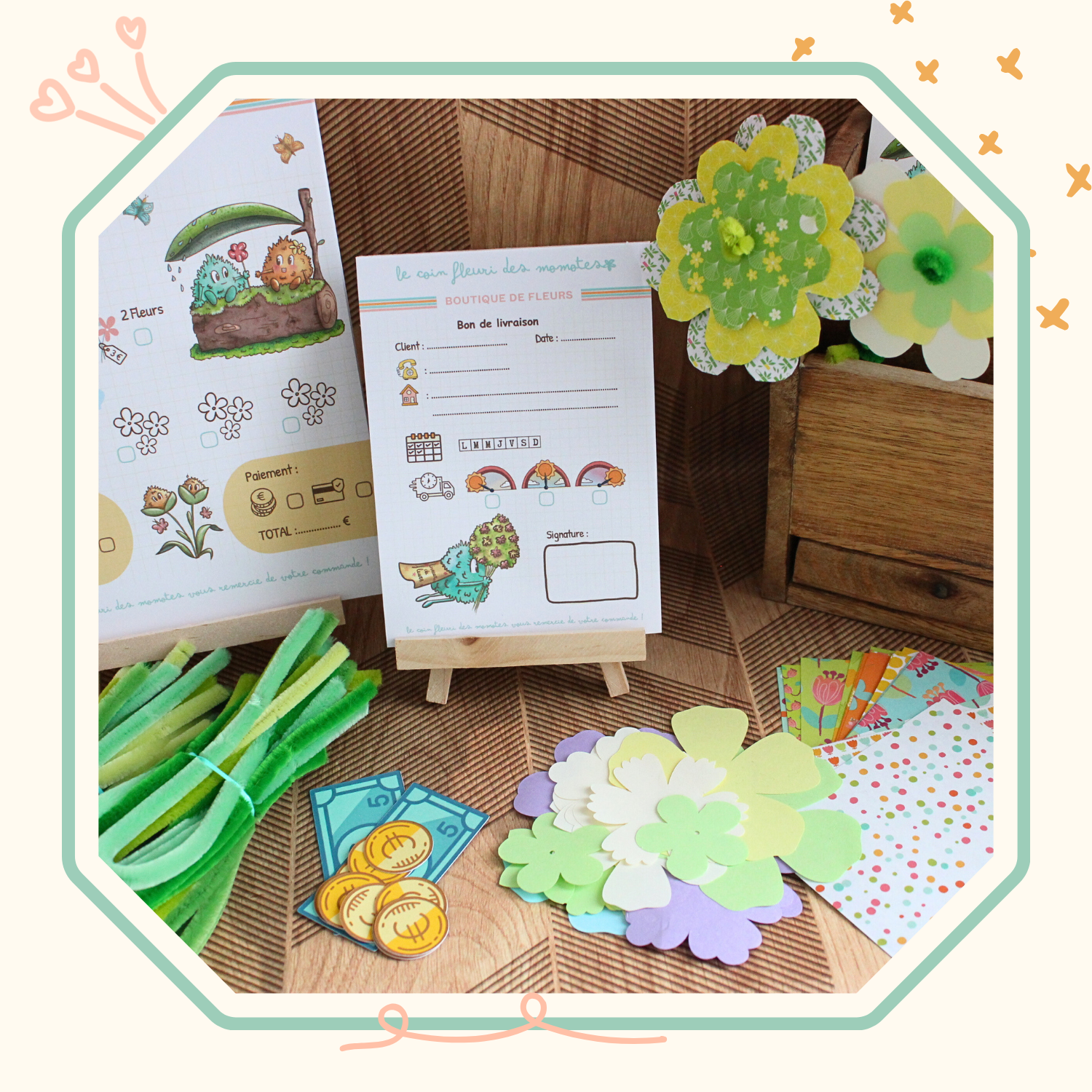 Kit papeterie à jouer - Fleuriste
