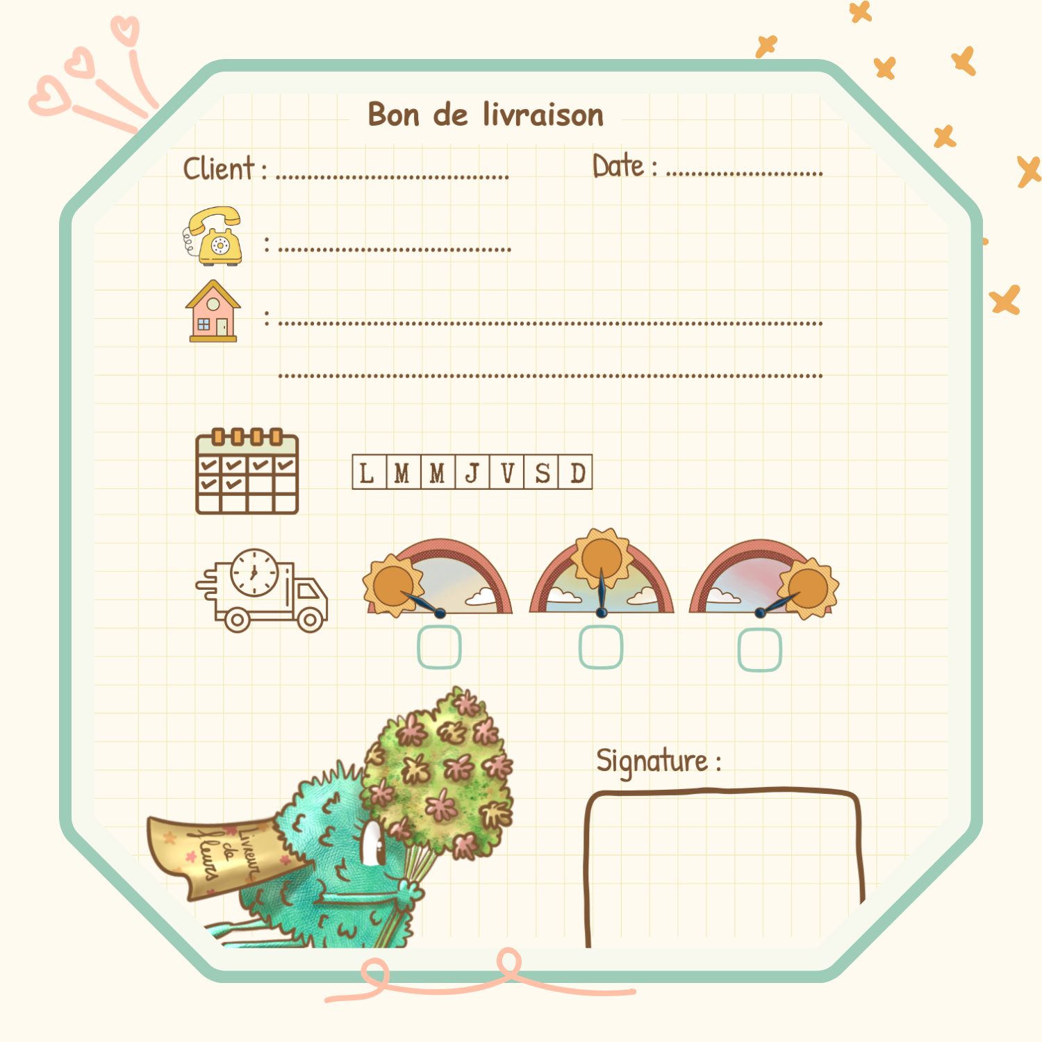 Recharge Bon de livraison - Kit papeterie à jouer au fleuriste