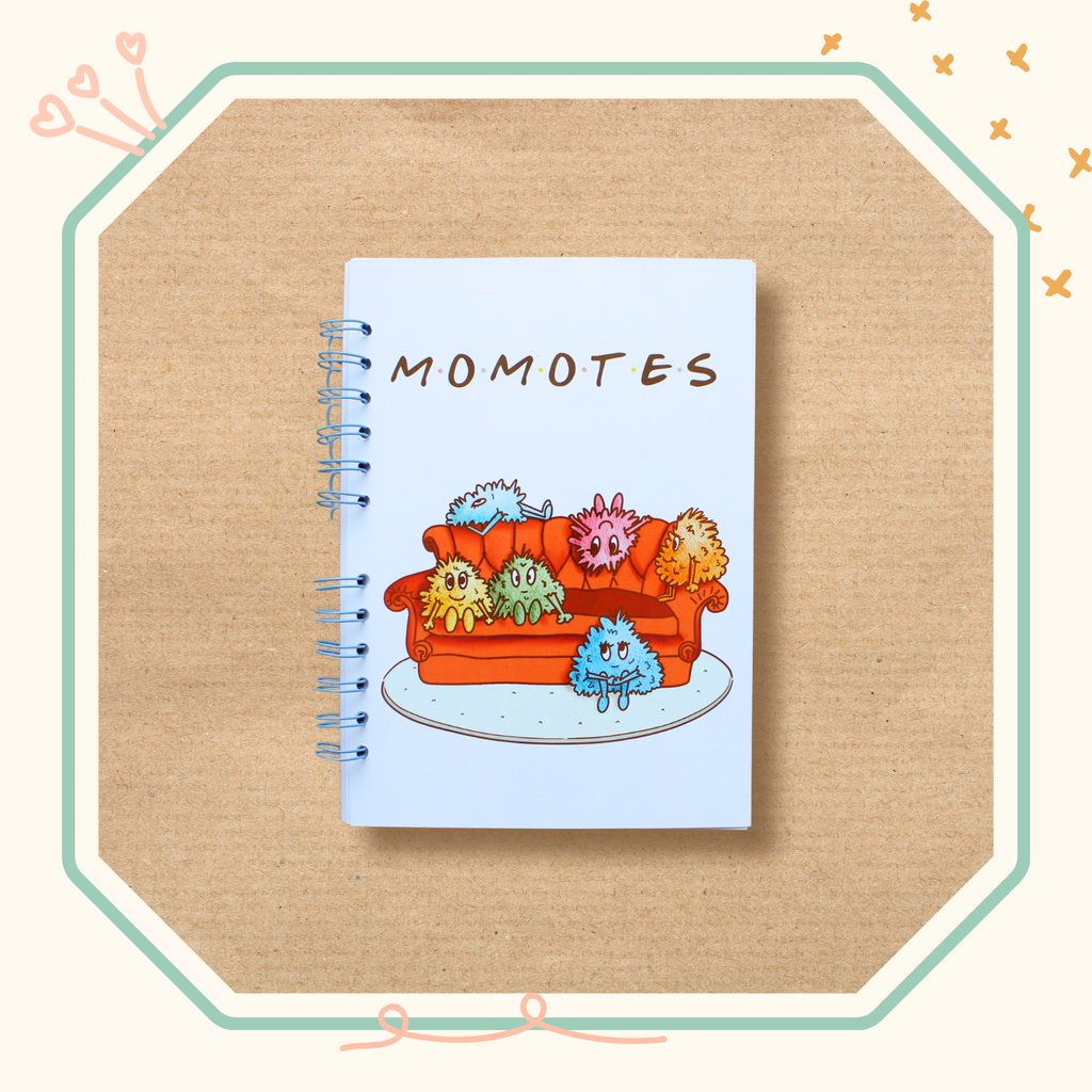 Visuel du cahier spiracle illustré d'une bande de momotes