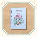 Visuel du cahier spirale illustré d'une momote creamy.