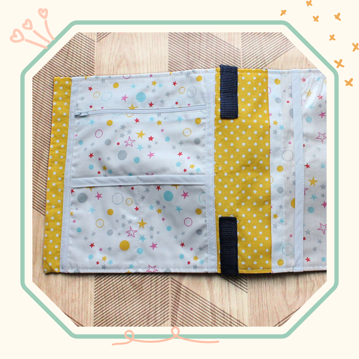 Sacoche activités pour enfant tissus étoile jaune