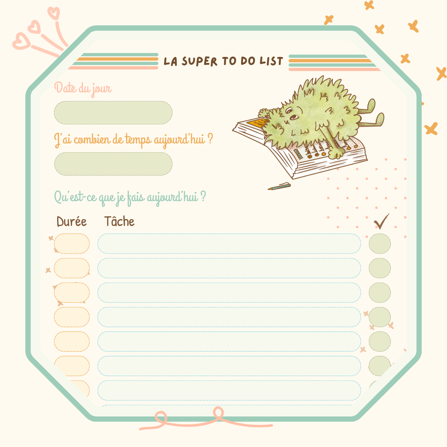 Zoom sur le visuel de la to do list journalière avec gestion du temps.