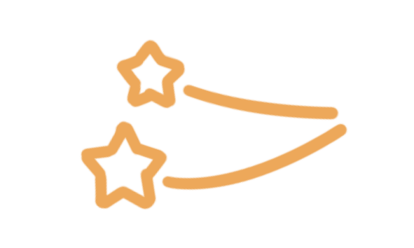Deux étoiles avec des traits orange