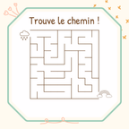 Page du cahier d'activités des momotes avec un labyrinthe