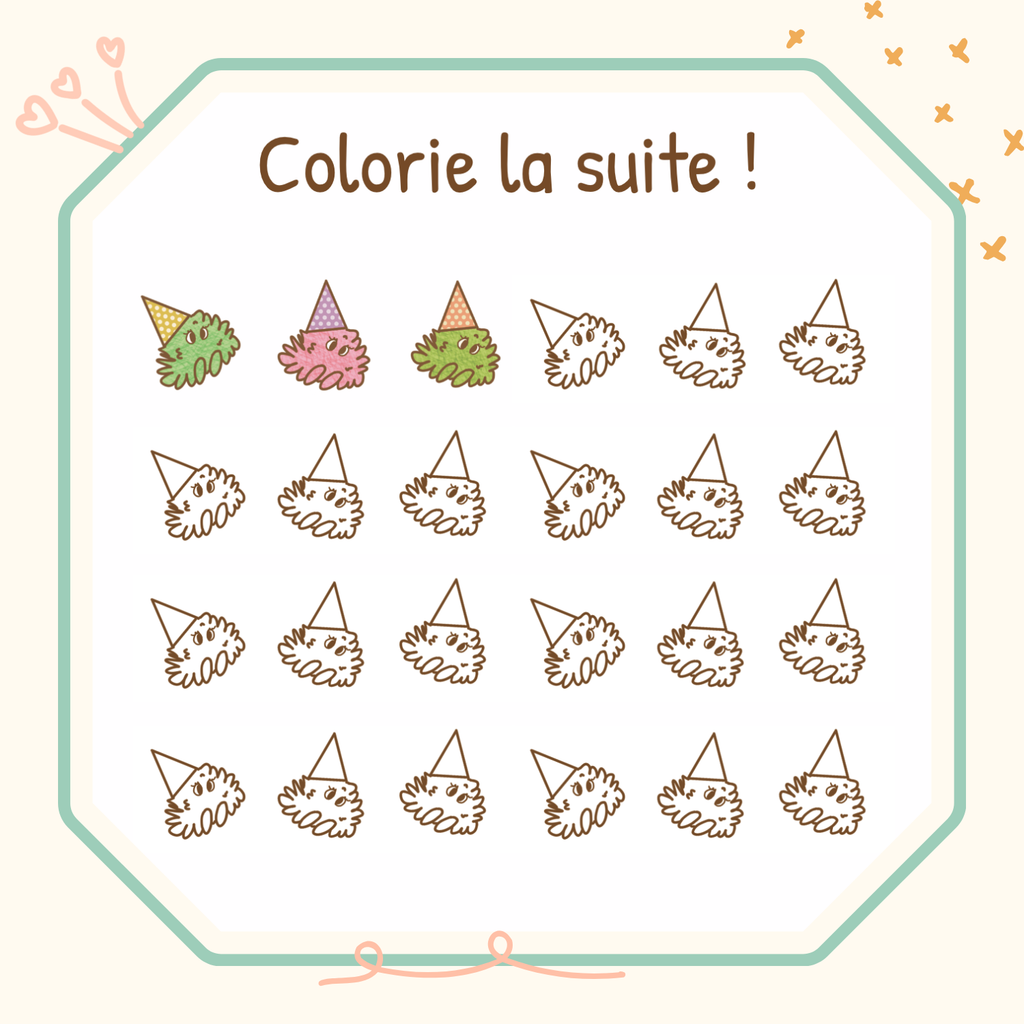 Activité pour enfant de coloriage par algorithme de la momote.