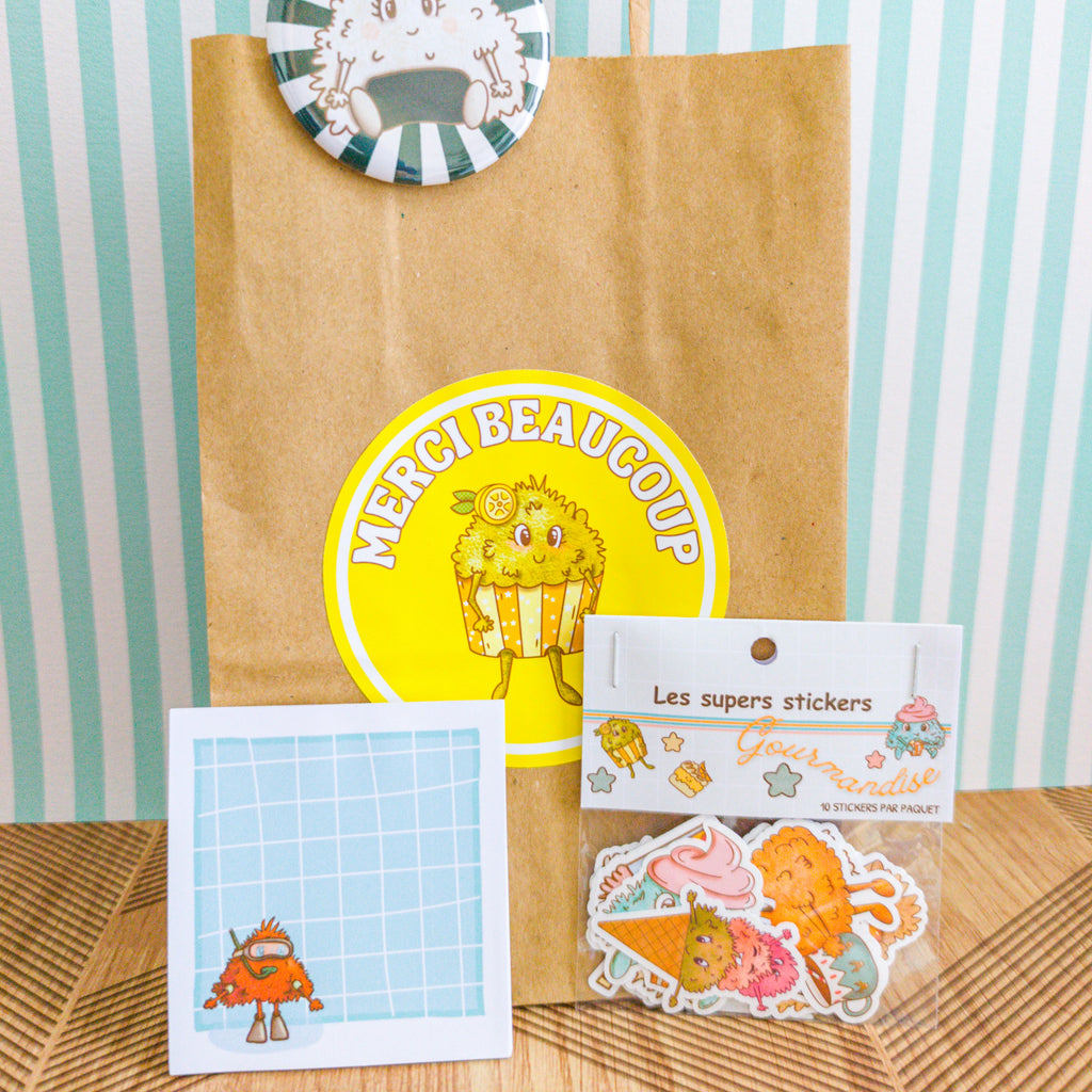Visuel du sachet de remerciement pour un anniversaire d'enfants.
