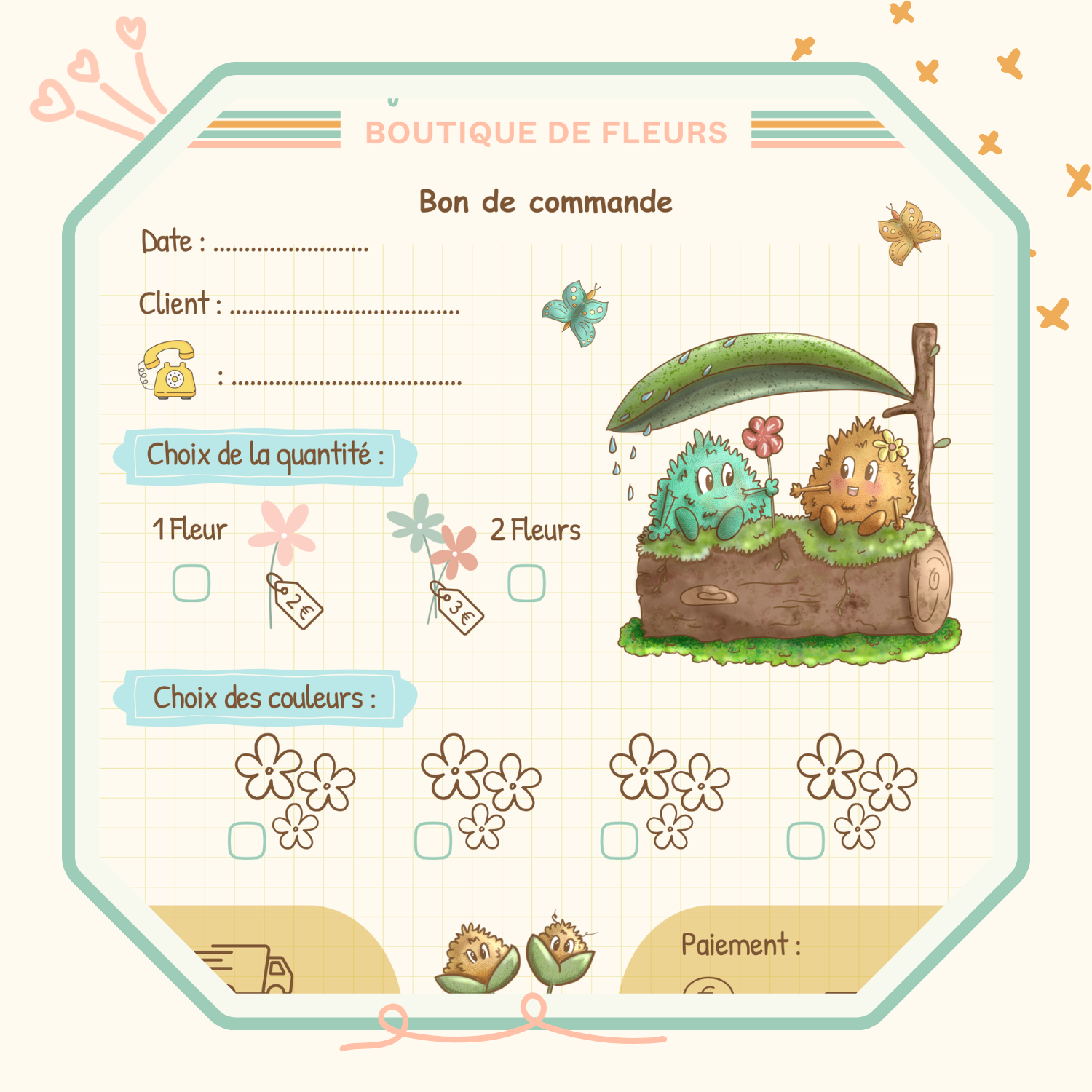 VIsuel du bon de commande du jeu imitation fleuriste.
